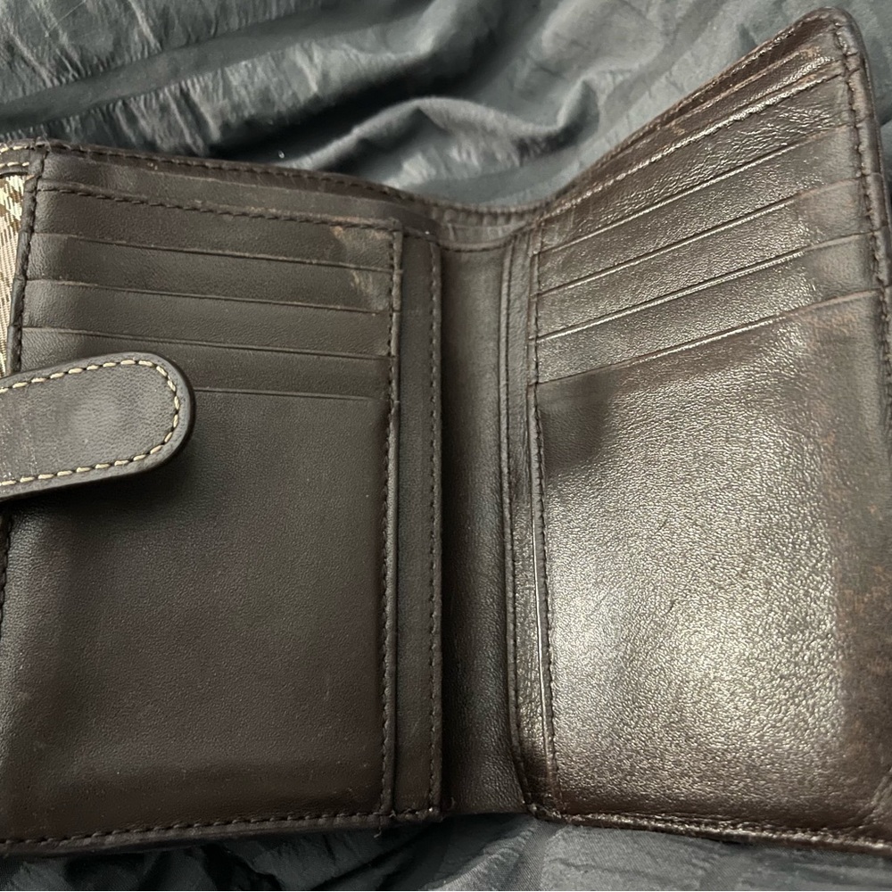 Burberry Blue Label Plaid Wallet - Brown and Cream with cavas with leather trim - Picture 9 of 10